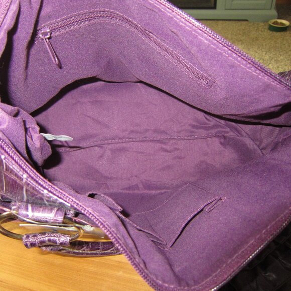 Del Mano Purple Handbag Purse + Bonus Bag Purple Flower NEW - Picture 7 of 7